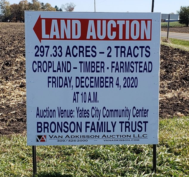 Land Auction – 297.33 Surveyed Acres – 2 Tracts – Productive Farmland & Farmstead – Knox County, IL