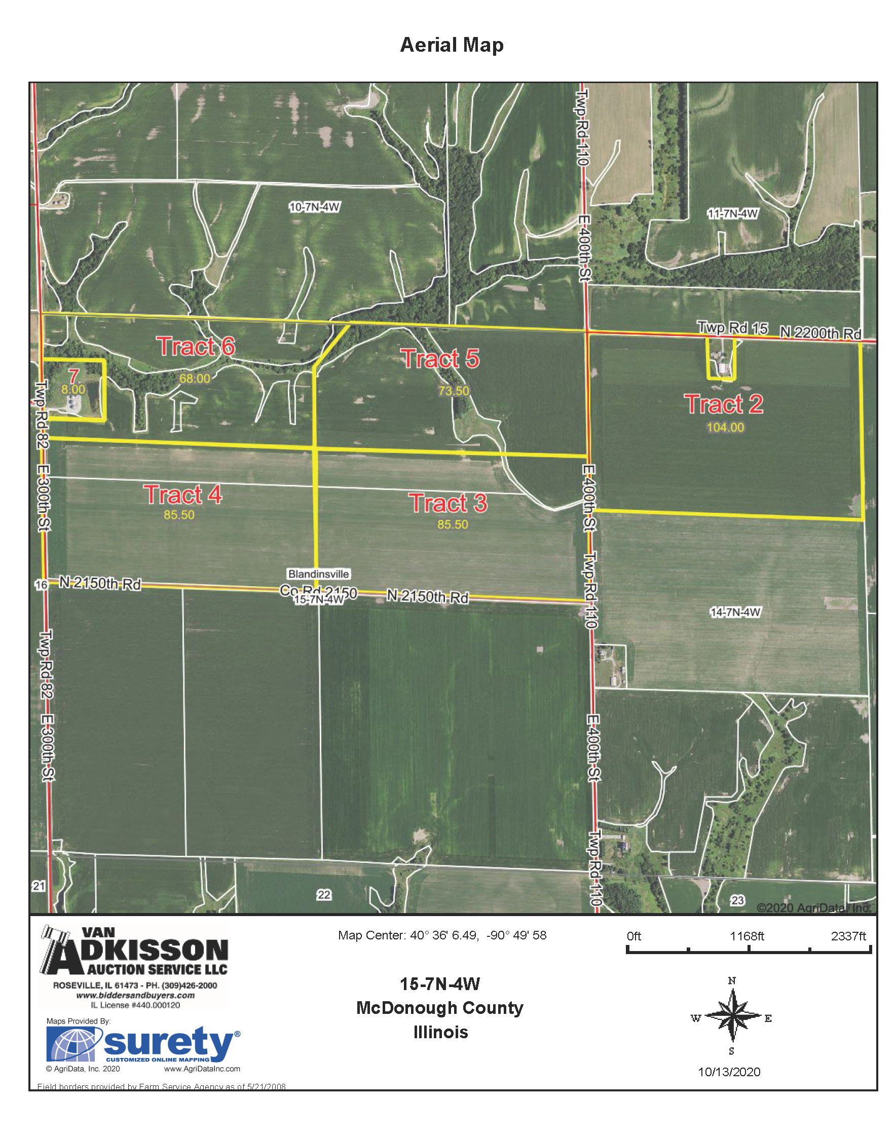 Land Auction 505.75 Surveyed Acres 7 Tracts Prime Farmland